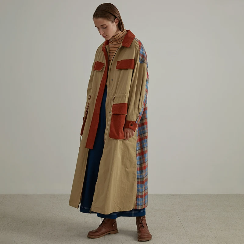 IRINAW141 Новое поступление FW 2020 стиль сафари Винтаж х длинный оверсайз шерсть плед