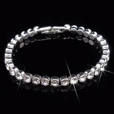 Fashion Gold Silver Roman Women Chain Crystal Bracelets Gifts Rhinestone 16.5 CM bracelet Harajuku Wedding gifts | Украшения и