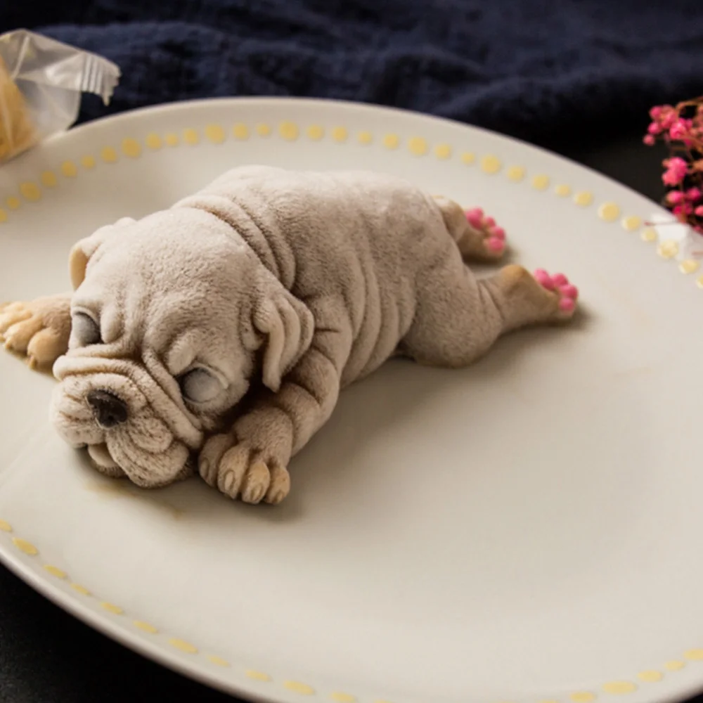 3D формочка для торта с грязной собакой сделай сам стерео Shar Pei Декор силиконовый