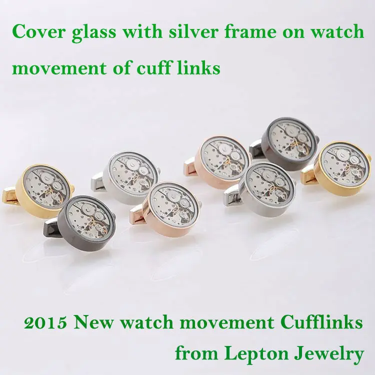 Моды в Нью 2015 Функциональные часы Запонки и покровным стеклом с серебристой