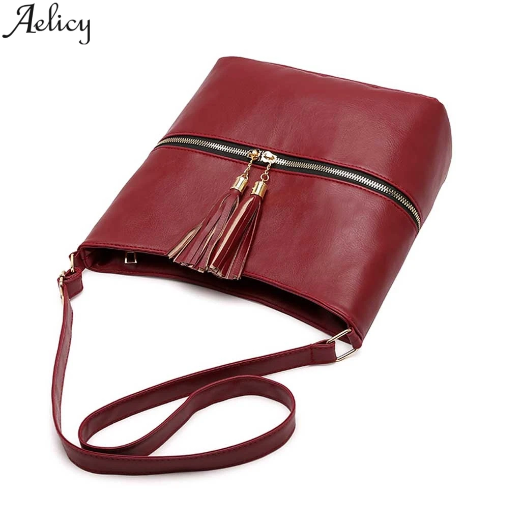 Женская сумка мессенджер Aelicy модная однотонная из искусственной кожи с клапаном