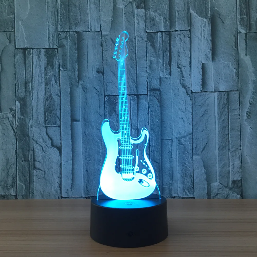 Гитары модель 3D LED Настольная лампа сенсорный USB Ночной светильник 7 Цвет
