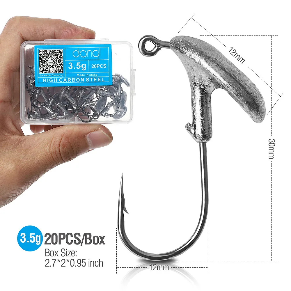 20pcs 3.5g DONQL, 20 шт./лот, свинцовая головка, рыболовный крючок, стакан, колючий крючок, рыболовный крючок, 3,5 г, 5 г, 7 г, 10 г, 14 г, для мягкой приманка для карпа на рыбалку, крючок, снасти - Цвет: 20pcs 3.5g