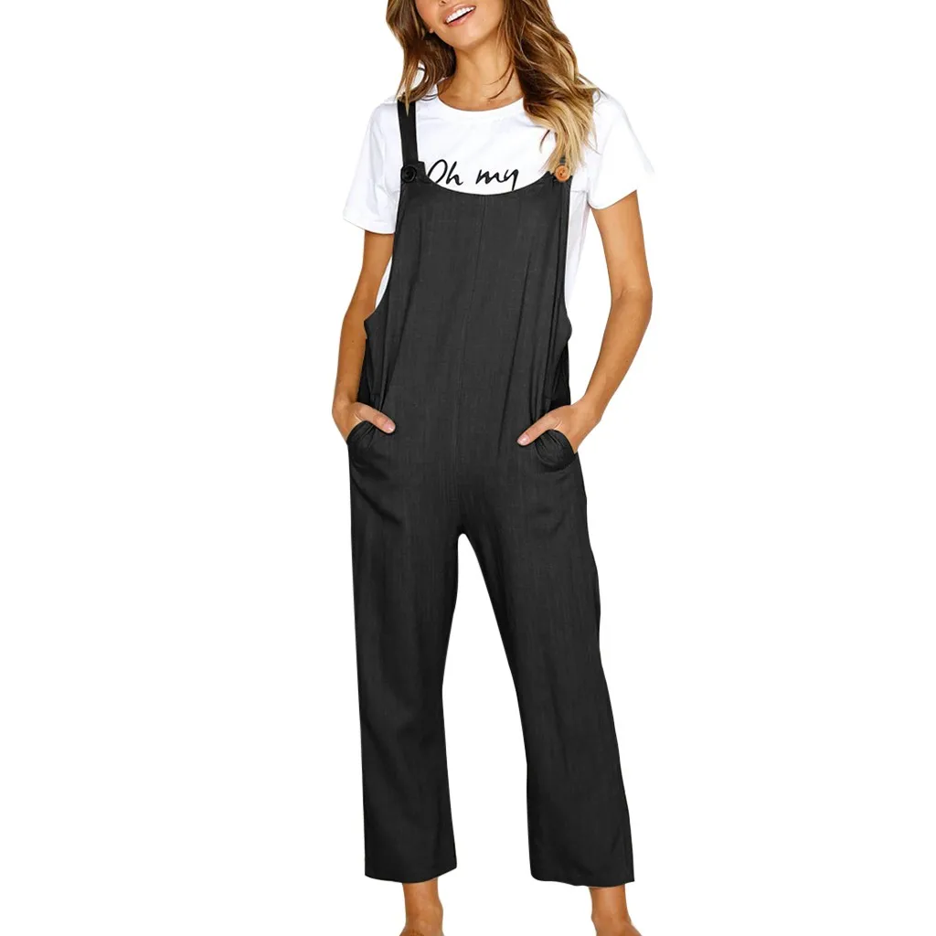 A Боди Femme Mono Mujer Largo Elegante combishorts, Женский Повседневный свободный мешковатый комбинезон с карманами, комбинезон, брюки, комбинезоны Z4 - Цвет: A