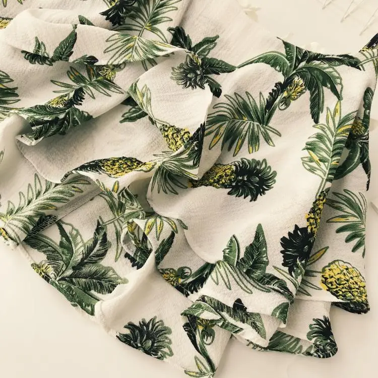 Women Sexy Strapless Camis pineapple Print Satin lotus leaf Tank Tops V neck sweet Summer 2019 Cute Tank Female blouses Camisole
