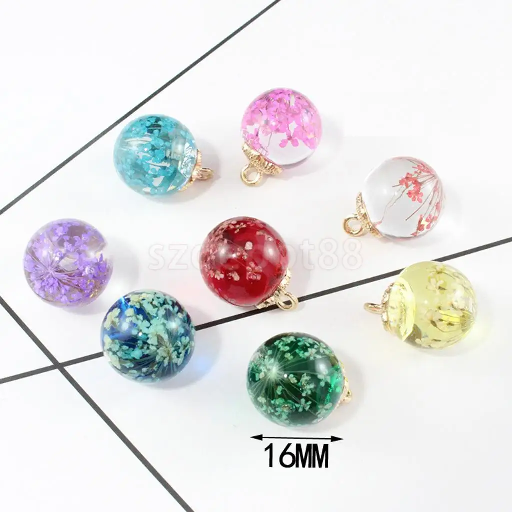 10 шт. стеклянный шар с высушенным цветком кулон цветочной шапкой серьги сделай