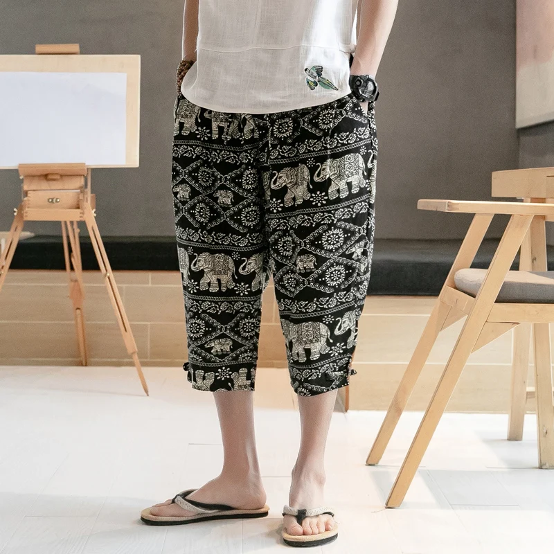 5XL шаровары мужские 2019 летние хлопковые льняные винтажные мешковатые джоггеры