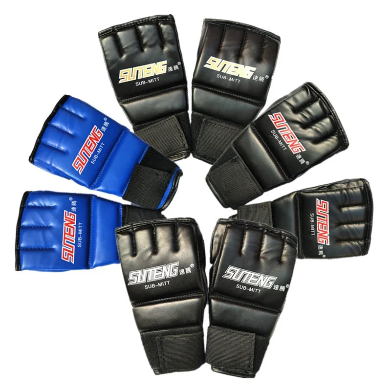 1 пара Половина Finger Для мужчин Боксёрские перчатки из искусственной кожи