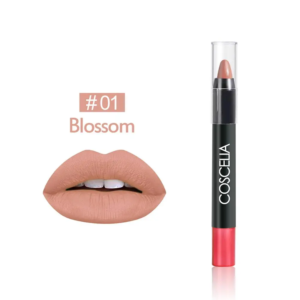 Blossom 12 цветов, матовые помады для женщин, сексуальные губы, Обнаженная бархатная помада, карандаш для макияжа губ, водостойкие, долговечные, легко носить - Цвет: Blossom