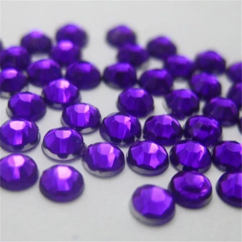 Блестящие темно-фиолетовые круглые акриловые стразы 2-12 мм для творчества