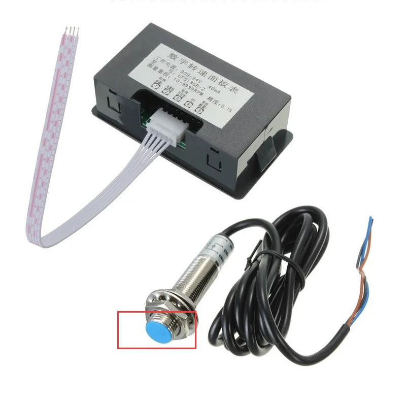 4 цифровой светодиодный синий Тахометр RPM измеритель скорости + датчик