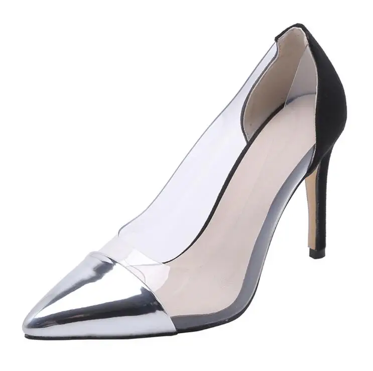 LGZ187 Silver LAIGZEM/Новые пикантные женские туфли-лодочки на высоком прозрачном каблуке Женская Базовая Клубная обувь для вечеринок женская обувь; zapatos mujer; маленькие и большие размеры 33-45 - Цвет: LGZ187 Silver