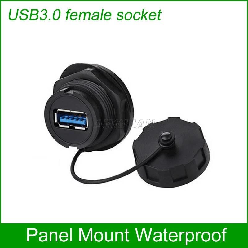 USB3.0 USB гнездо штекер Адаптер для монтажа на панель USB 2,0 3,0 водонепроницаемый разъем IP67 удлинитель разъем с крышкой 1 блок - Цвет: USB3.0