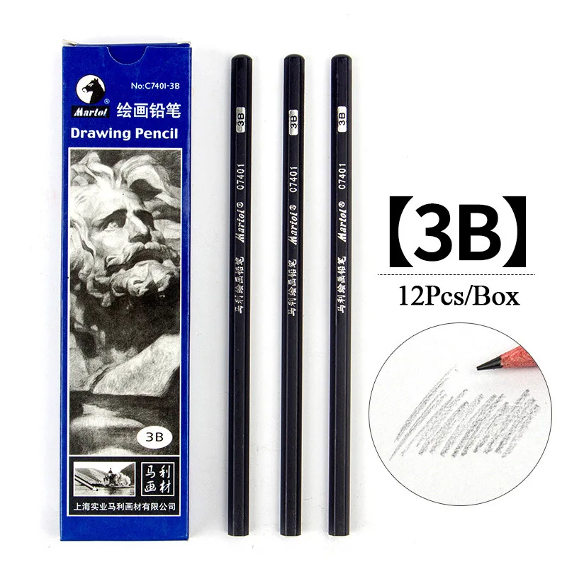 Sketch Charcoal 3B 12 шт./компл. карандаш 14B матовый 12B Рисование набросков углем эскиз карандаш из мягкой кожи Твердый, рисование уголь товары для рукоделия - Цвет: Sketch Charcoal 3B