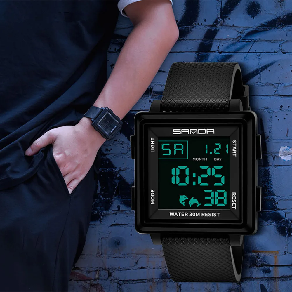 Мужские стильные часы Reloj relogio Saat цифровые часы лучший бренд роскошные квадратные relogio masculino спортивные противоударные часы хронограф# A