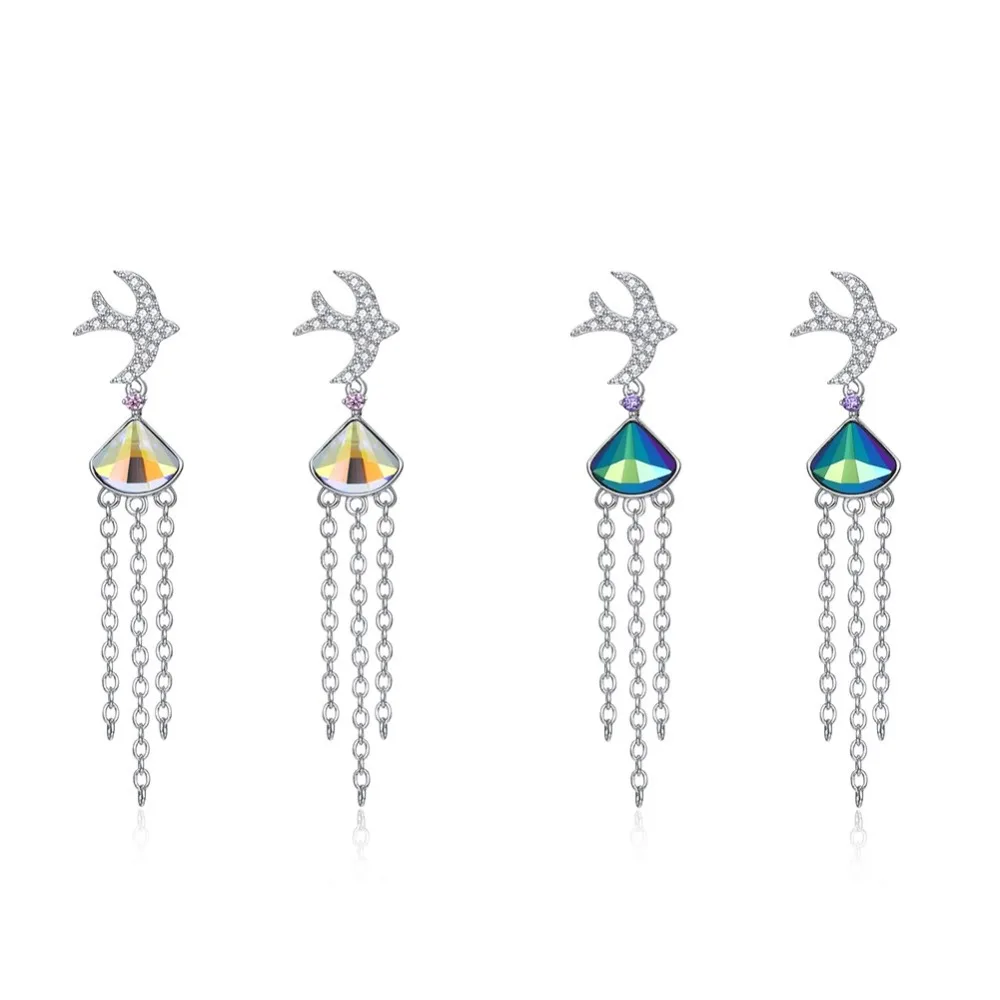LEKANI/серьги-капельки Swarovski с кристаллами милые серьги из стерлингового серебра 925