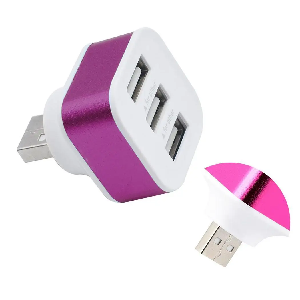 Портативный 3 порта USB2.0 концентратор переходник разветвитель случайный общий