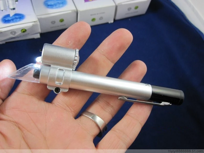 25x led iluminado bolso microscópio mini caneta