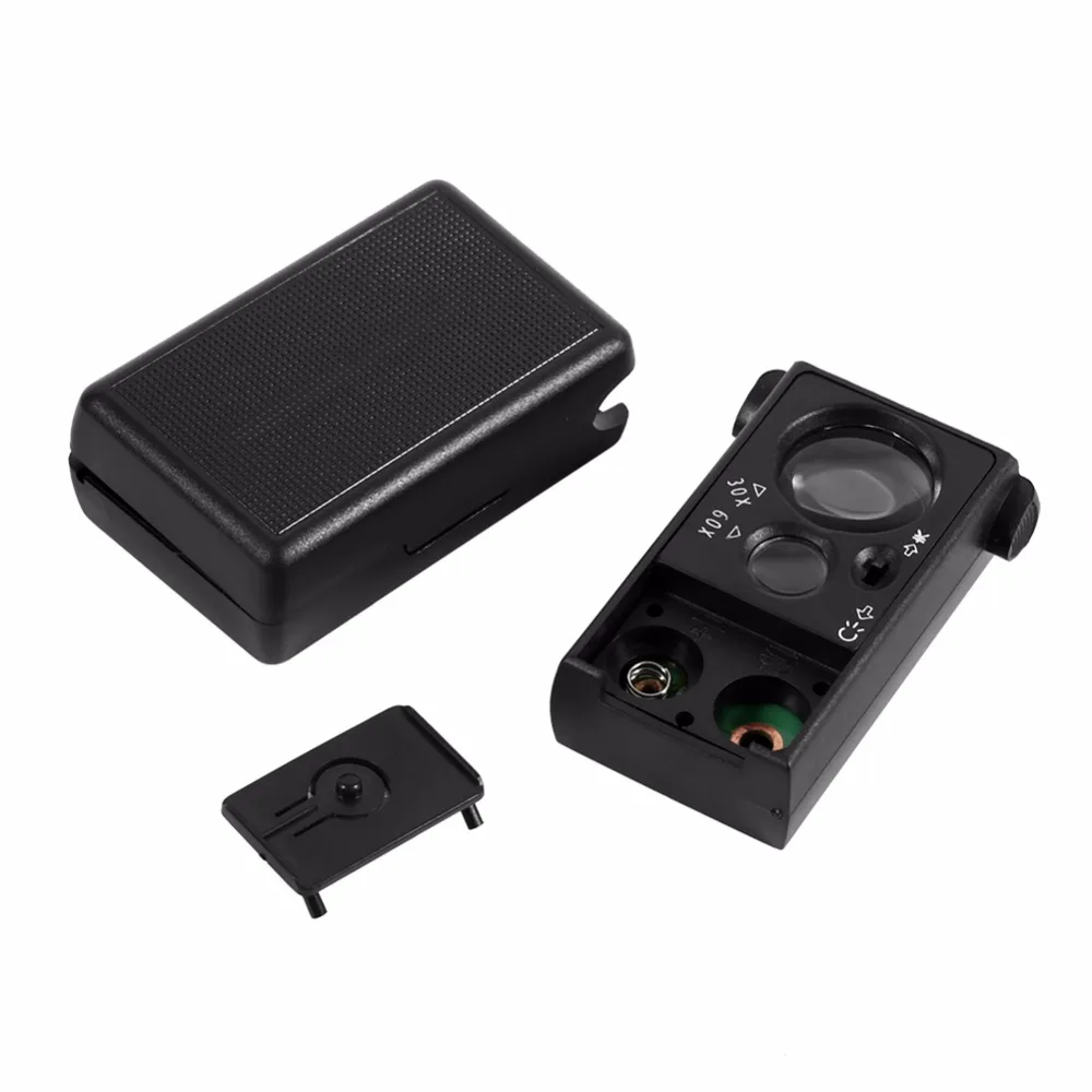 Новый мини 30X/60X двойные линзы Карманные Ювелирные изделия Лупа с светодиодный УФ