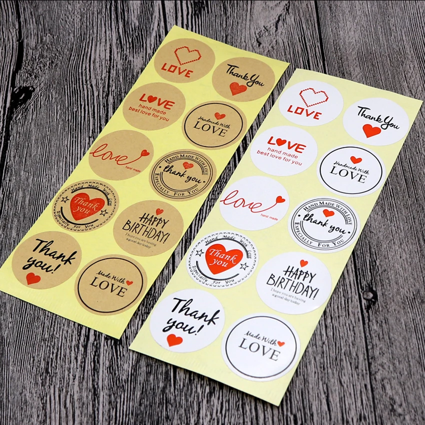 

100 Pcs/lot Kraft Paper Label Sticker English words DIY Stickers For Hand Made Gift Cake Baking Sealing Label Sticker