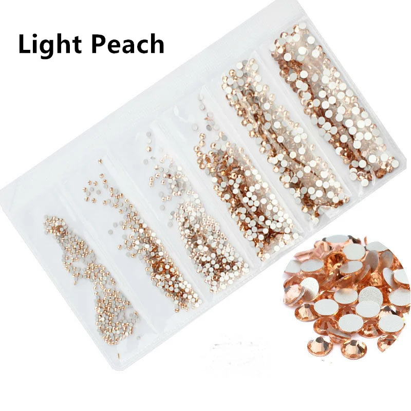 Light Peach 40 цветов, SS3-SS10 разных размеров, Кристальные Стразы для ногтей, стразы для дизайна ногтей - Цвет: Light Peach