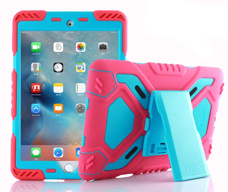 Чехол PePkoo для iPad 9,7,,, силиконовый чехол из поликарбоната, детский чехол для планшета с поворотом на 360, противоударный боковой Вертикальный чехол-подставка A1893 A1822 - Цвет: Rose Red