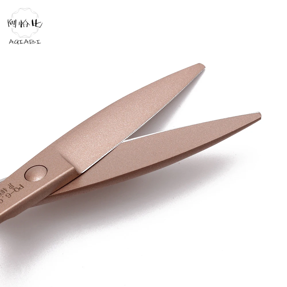 6&quot 17cm 440C Rose Gold AQIABI Micro Sawtooth Haircut Set Hairdresser's Scissors Cutting Shears Professional Hair A9123 | Красота и