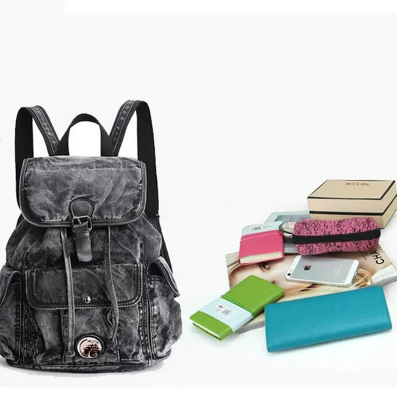 Классический Джинсовый Рюкзак bBig синего цвета винтажная модная холщовая