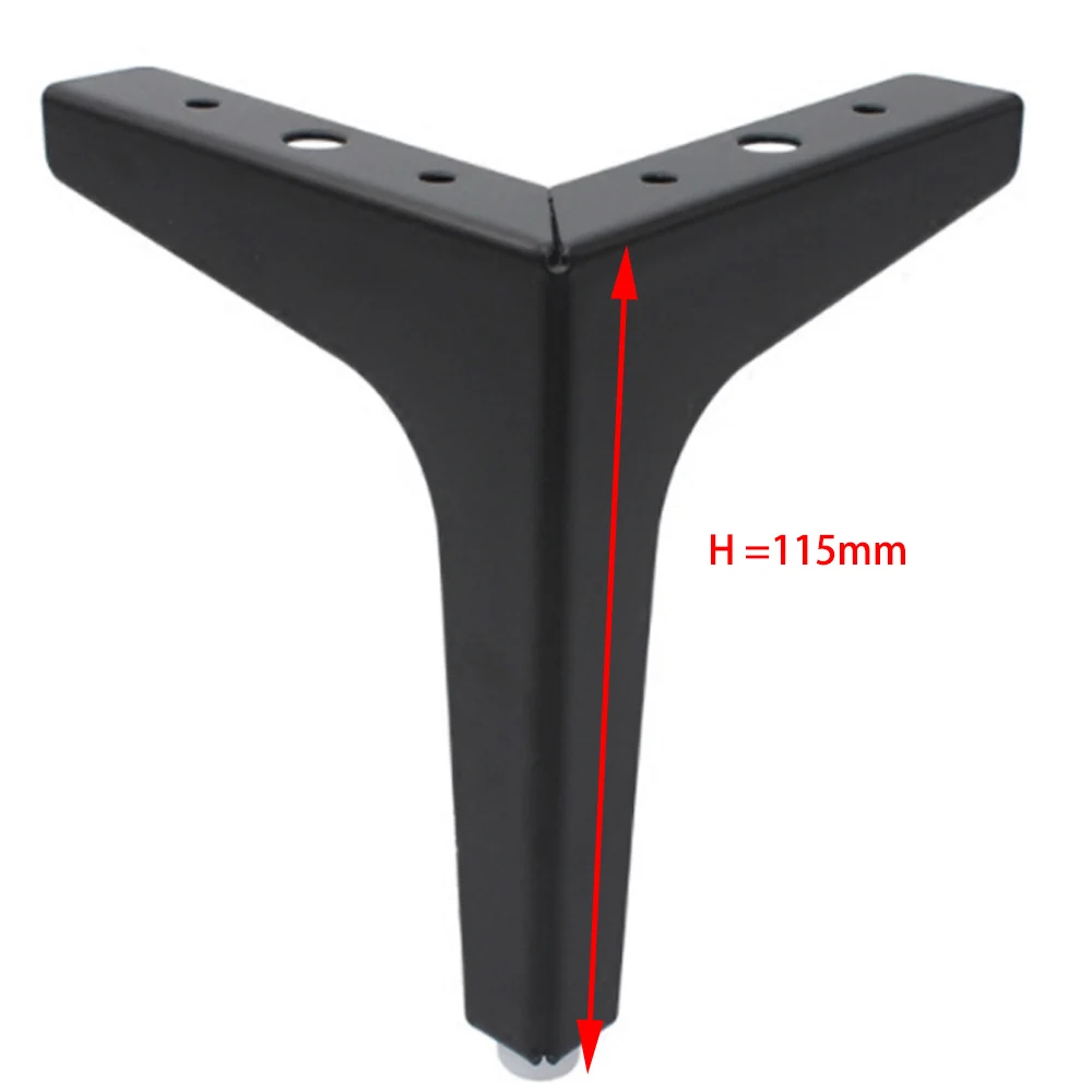 BK-Height 115mm Упаковка из 4 шт.) черные металлические треугольные мебельные ножки, опорный шкаф, журнальный столик, диван, кровать, ножки, кровать, стояк H = 115 мм/135 мм/150/175 - Цвет: BK-Height 115mm