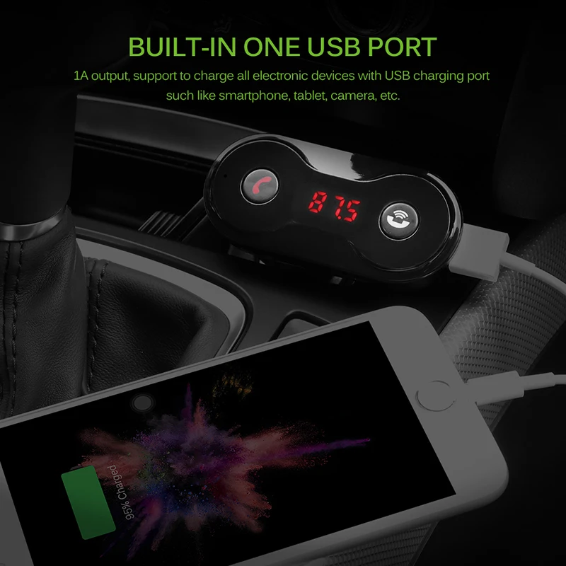 Onever 3,5 мм AUX автомобильный комплект громкой связи беспроводной Bluetooth fm-передатчик MP3-плеер автомобильный модулятор встроенный USB Автомобильное зарядное устройство Один клик