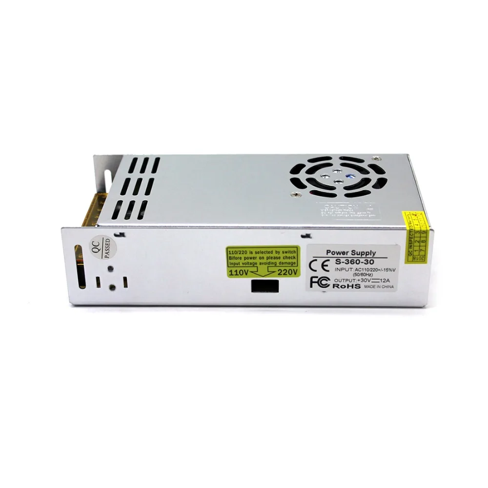 Высокое Питание dc 30v 12A 360w AC DC конвертер светодиодный драйвер 110V 220V DC30V SMPS для