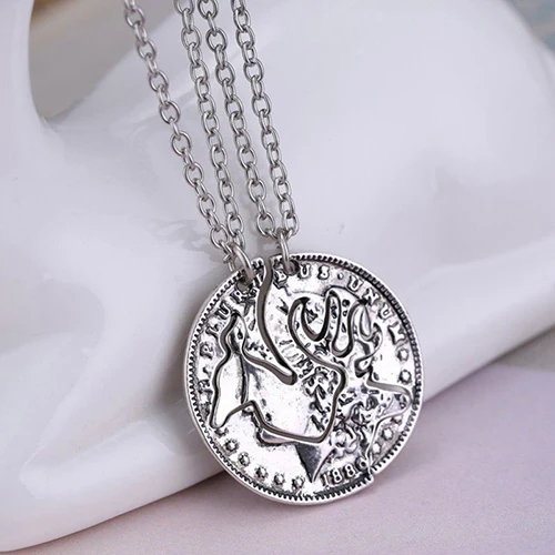 2 шт./компл. унисекс Винтажное колье на цепочке тон олень желтовато-коричневый