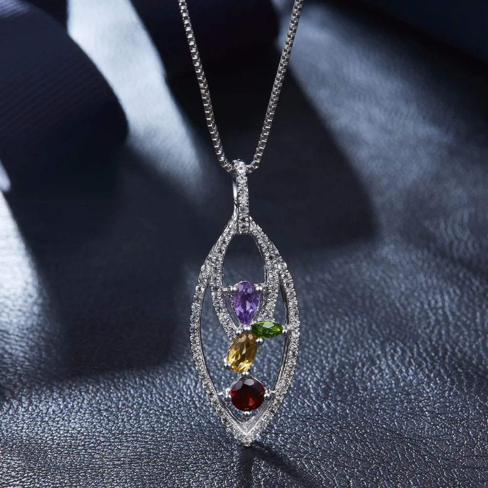 Hutang Природные Multi Драгоценных Камней Диопсид Хром и Цитрин Твердые 925 Серебряный