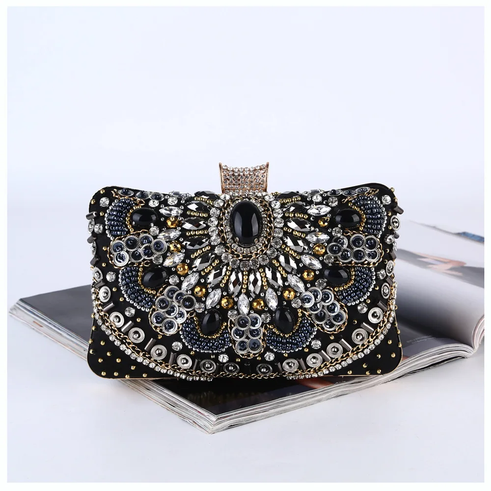 Высококачественная вечерняя сумка ручной работы с большим украшением из страз
