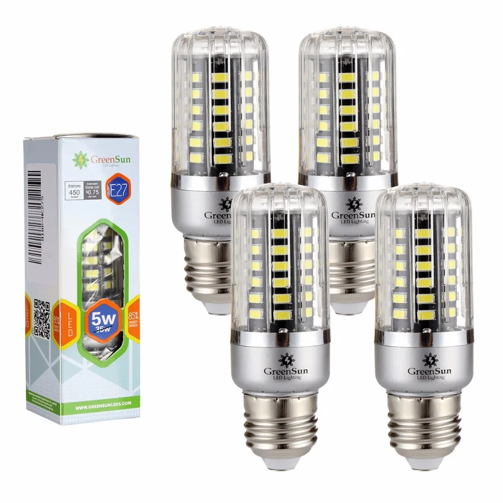 4/10 шт E27 без мерцания лампочки 5 Вт 5736 SMD светодиодный лампы 85 265 В полный Smart IC