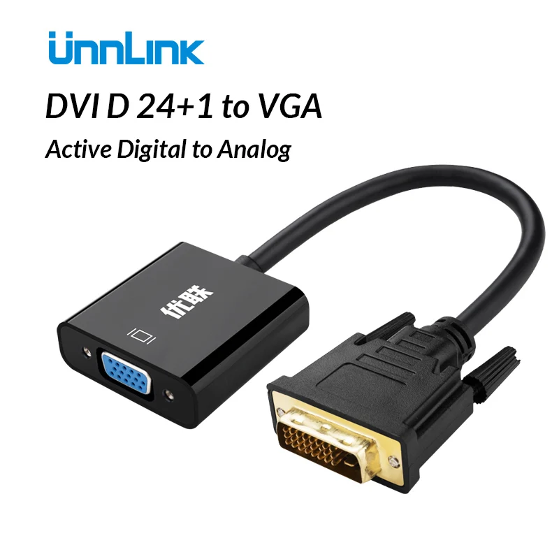 Unnlink цифровой адаптер DVI D 24 + 1 к VGA видеопреобразователь FHD1080P активный в для ПК