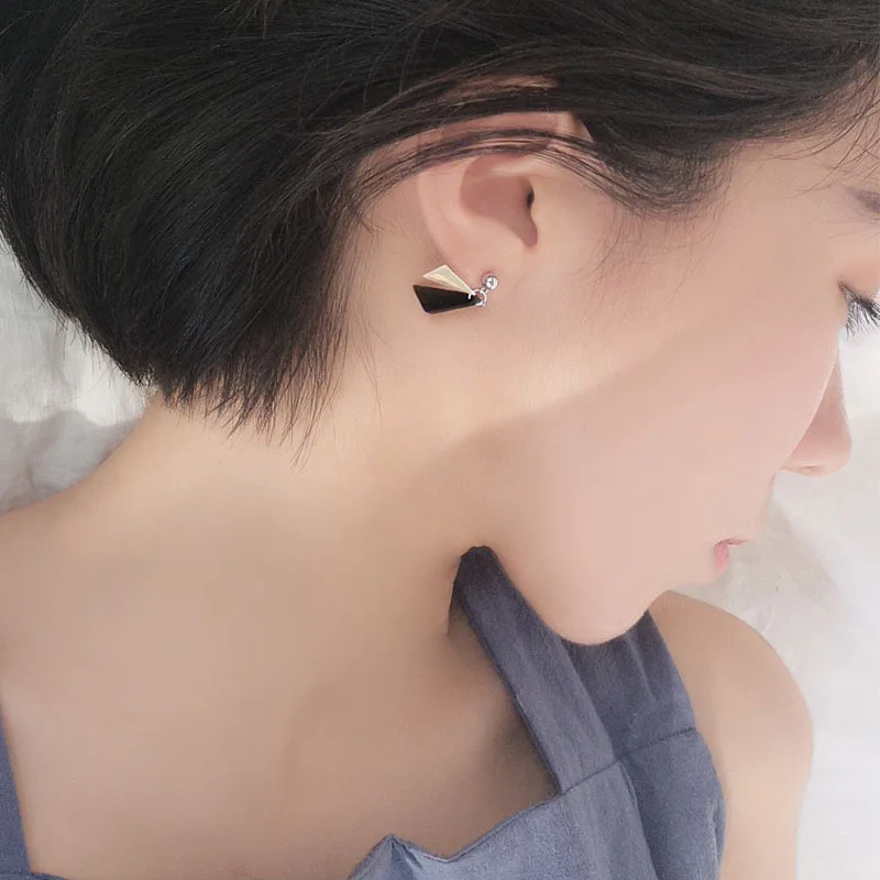Треугольные геометрические серьги из 100% стерлингового серебра 925 пробы модный