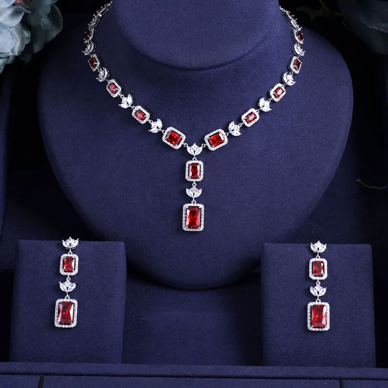 janekelly Nigeria 2 pcs Bridal Zirconia full jewelry sets For Women Party Luxury Dubai CZ Crystal Wedding Jewelry Sets | Украшения и