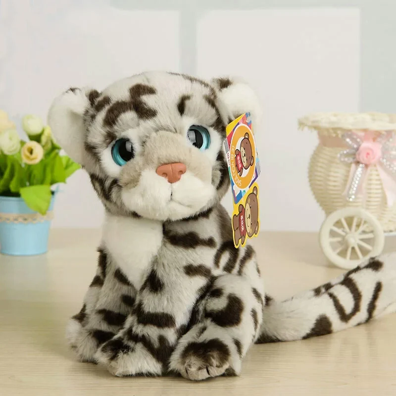 18cm Lifelike Snow Leopard Stuffed Toys Big Eyes Leopard Plush Toys Simulation Cute Wild Animals Plush Toy Gifts For Kids