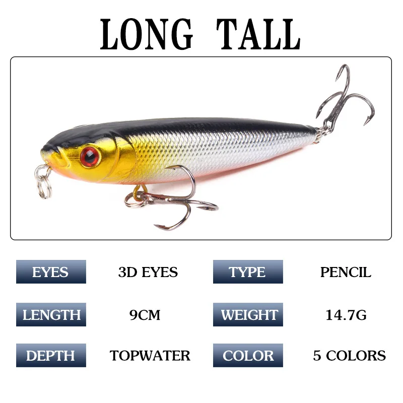 Карандаш рыболовные приманки жесткая приманка 5 различных цветов на мм выбор 90 14 7