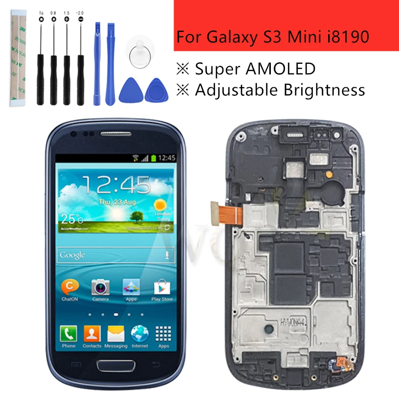 Для Samsung Galaxy S3 Mini ЖК-дисплей сенсорный дигитайзер в сборе с рамкой I8190 i8190N i8195 i8200 запасные части