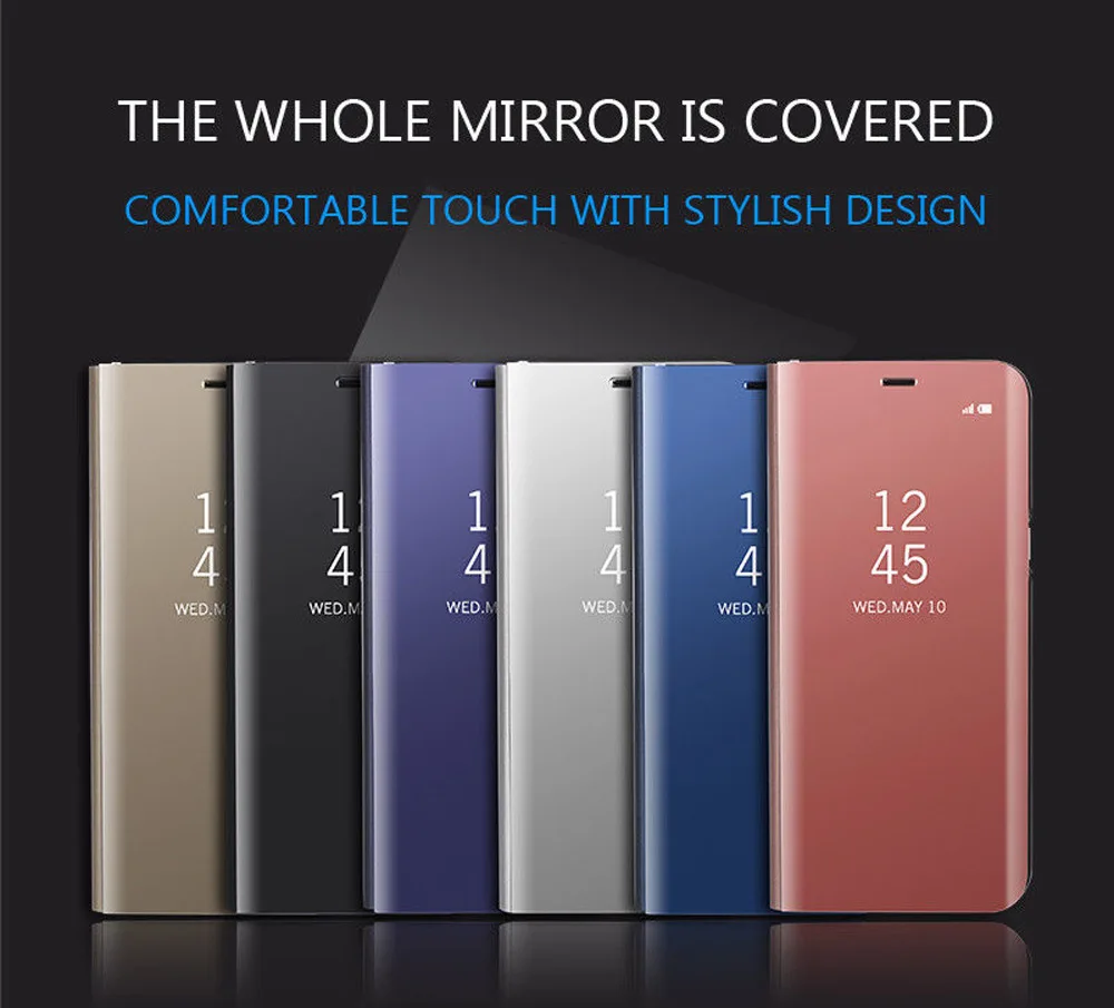 Роскошное умное зеркало флип чехол для samsung J3 J4 J6 J7 J8 S10 S9 S8 S7 S6 черный чехол Крышка для samsung galaxy a7 A8 A6 чехол