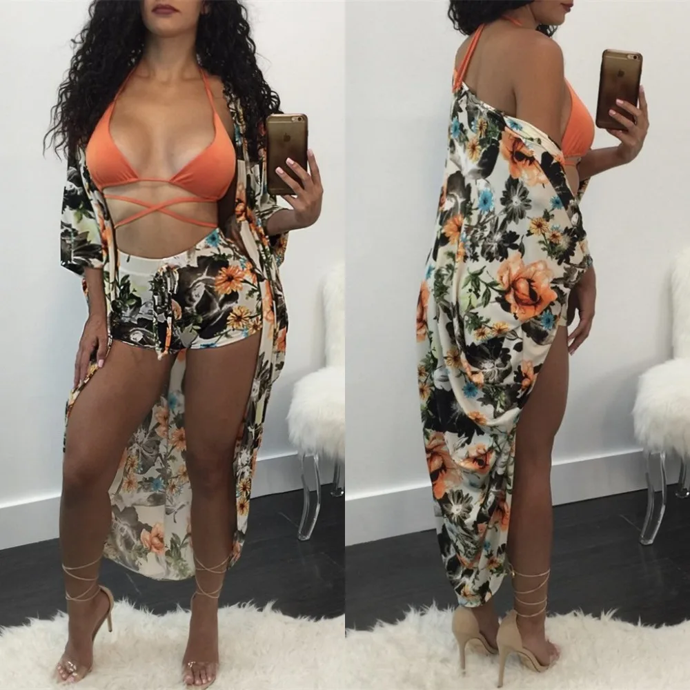 Модные свободные цифровой рукав &quotлетучая мышь&quot длинное пальто Drawstring Шорты