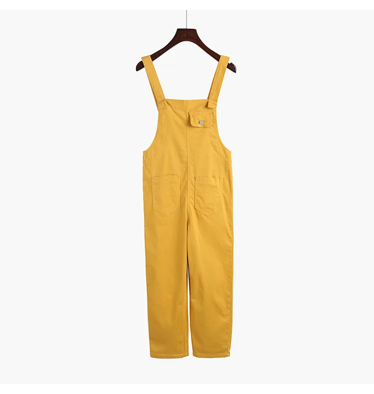 Spring Solid Color Denim Jumpsuits Women Vintage Fashion New Jean Overalls for Women Loose Pocket Long Pants Women Jumpsuit