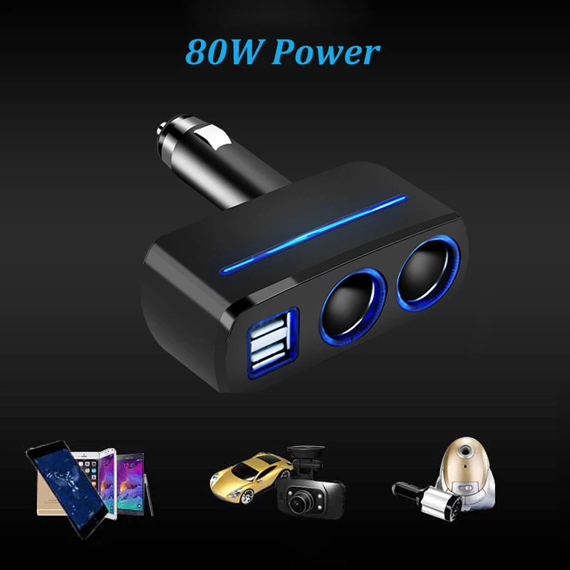 Универсальный двойной автомобильный USB Разветвитель 12 в 24 2 1 а/1 А 80 Вт|Зажигалка| |