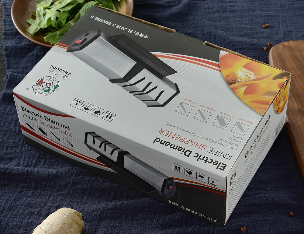 Qing электрическая точилка для ножей двухступенчатая Алмазная кухонная заточка 2