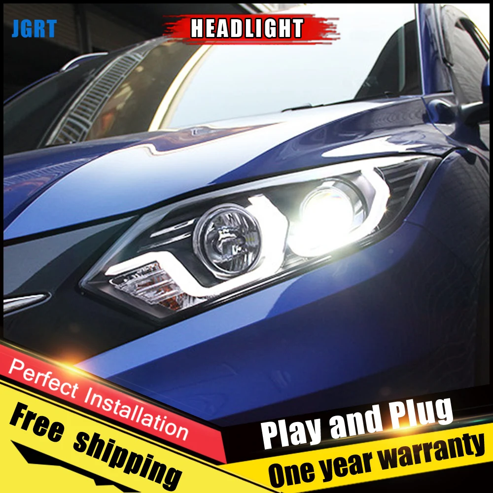 2 шт. автомобиль Стиль светодиодный фары для Honda VEZEL 2015-2016 налобный фонарь объектив