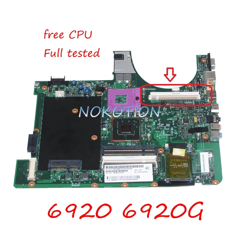 Материнская плата NOKOTION MBAPQ0B001 MB. Apq0b-001 для ноутбуков acer Aspire 6920G материнская 1310A2184401