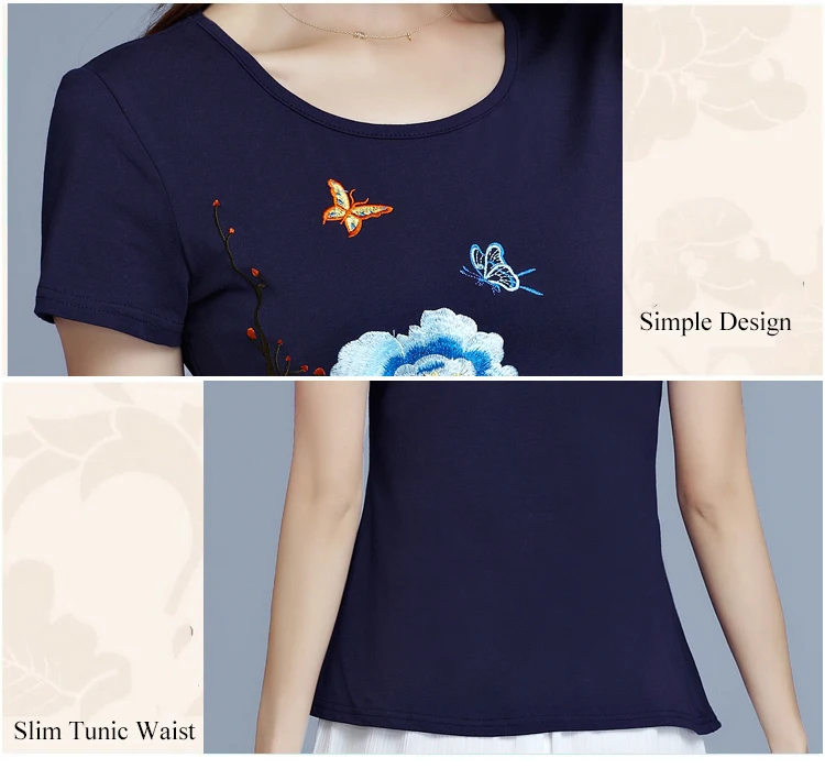 Корейская футболка больших размеров, базовая туника, винтажная белая футболка с цветочной вышивкой, Женская хлопковая Повседневная футболка с круглым вырезом