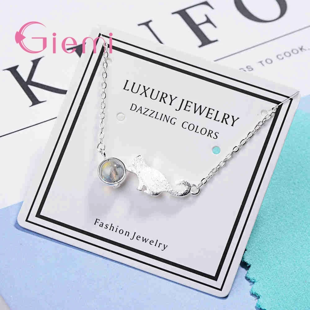Big Promotion Cat Design Red Gray Beads Pendant 925 Sterling Silver Necklace Chain for Women Girl Christmas Gift | Украшения и